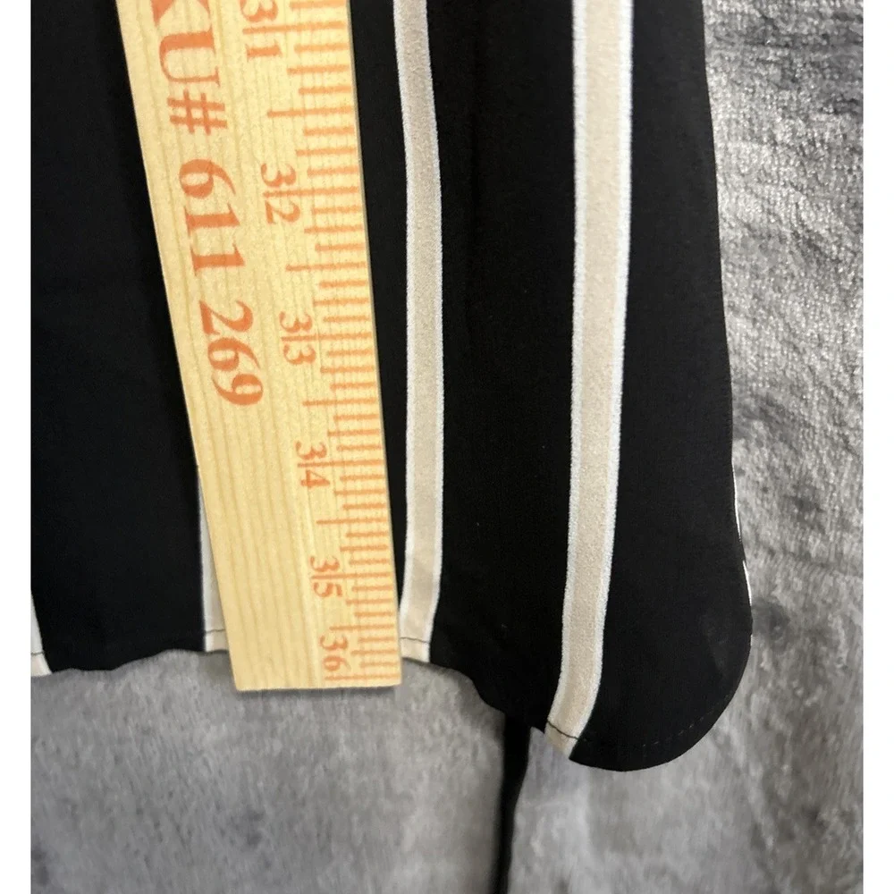 LOFT Women's‎ Medium Vertical Striped Dress Tie Front Long Sleeve Lined Career